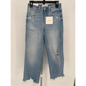 Love Veret Distressed Cropped Slim‎ Wide Leg Jeans Light Wash Size 26